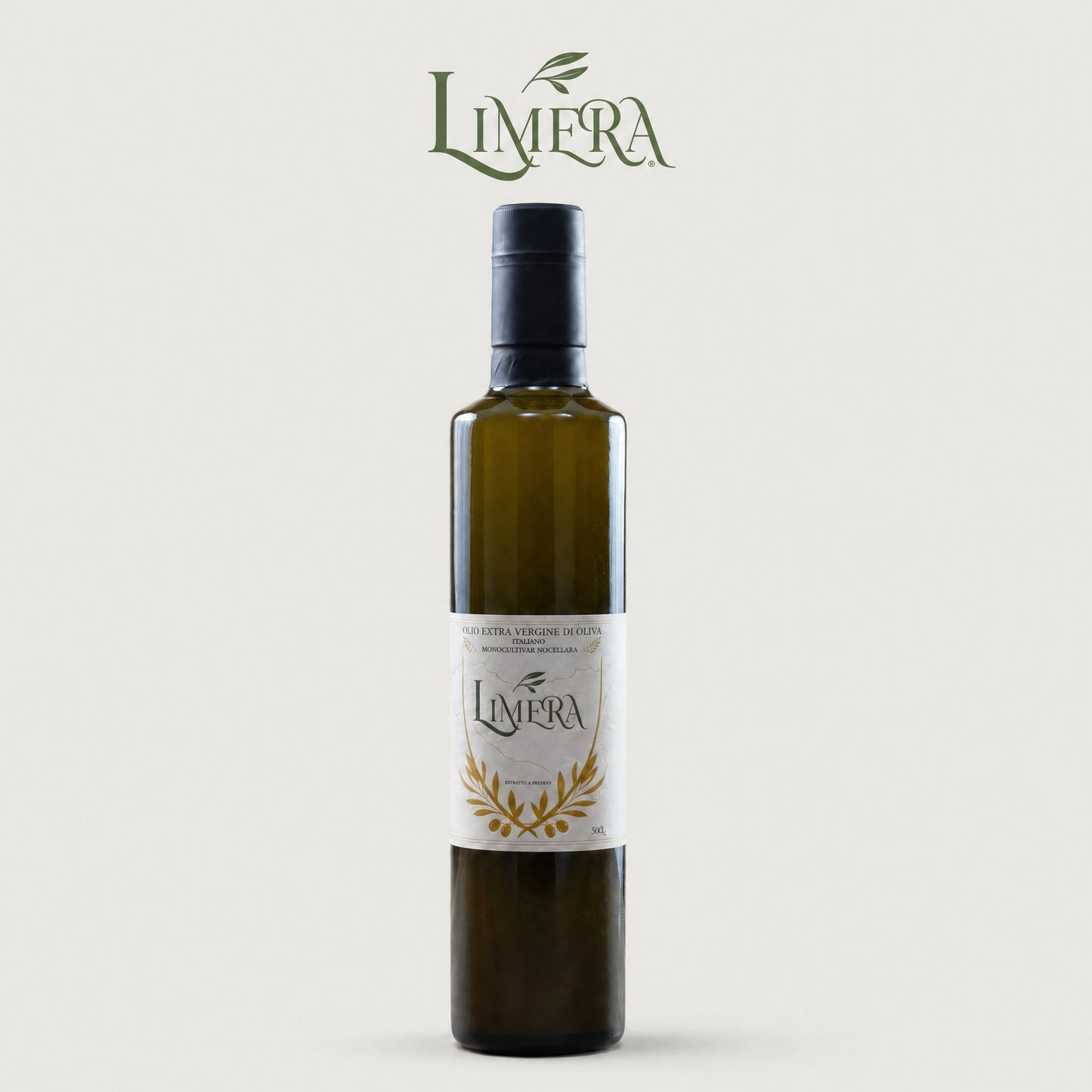 Bottiglia di Olio Limera, extravergine di oliva Monocultivar Nocellara siciliano, formato 50 cl